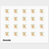 Sticker Rond nourriture kawaii - mignon Orange, orange, vert (Feuille)