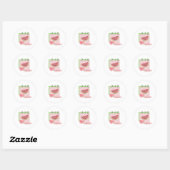 Sticker Rond nourriture kawaii - mignonne Watermelon, rose, ver (Feuille)