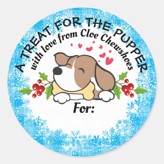 Sticker Rond Nourriture pour animaux de Noël gâteries personnal (Devant)