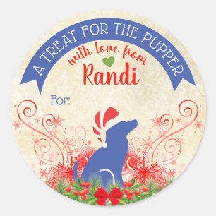 Sticker Rond Nourriture pour animaux de Noël gâteries personnal