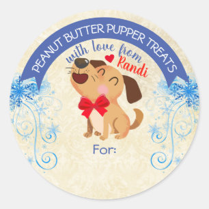 Sticker Rond Nourriture pour animaux de Noël gâteries personnal