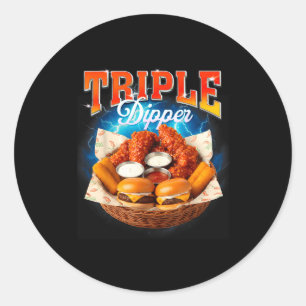 Sticker Rond Nourriture Rapide Hamburger Boulette De Poulet Foo