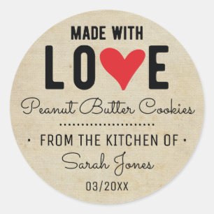 Sticker Rond Nourriture vintage faite avec amour de la cuisine 