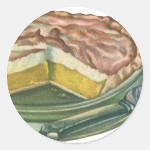 Sticker Rond Nourriture Vintage, Tarte au citron meringuée Dess