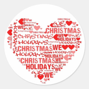 Sticker Rond Nous aimons l'autocollant de timbre de Noël Red He