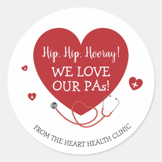 Sticker Rond Nous aimons nos adjoints médicaux Assistant de méd (Devant)