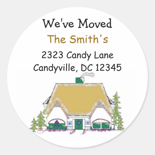 Sticker Rond Nous avons déménagé (Devant)