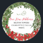 Sticker Rond Nous Avons Déménagé | Christmas Wreath | Nouvelle<br><div class="desc">Nous Avons Déménagé | Christmas Wreath | Nouvelle adresse</div>