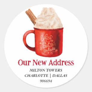 Sticker Rond Nous Avons Déménagé Du Coca Chaud De Noël   Nouvel