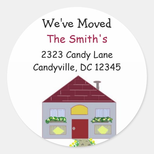 Sticker Rond Nous avons déménagé notre maison (Devant)