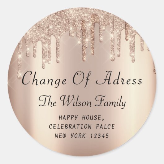 Sticker Rond Nous Avons Déplacé RSVP Changement De Rose D'Adres (Devant)