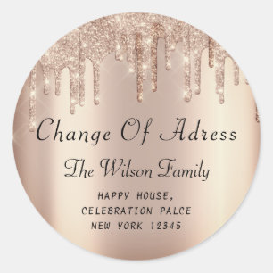 Sticker Rond Nous Avons Déplacé RSVP Changement De Rose D'Adres