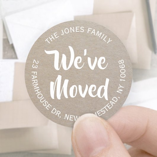 Sticker Rond Nous avons déplacé Rustic Kraft Look Adresse de re