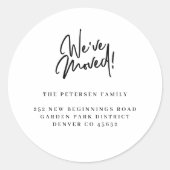 Sticker Rond Nous avons déplacé simple noir blanc nouvelle adre (Devant)