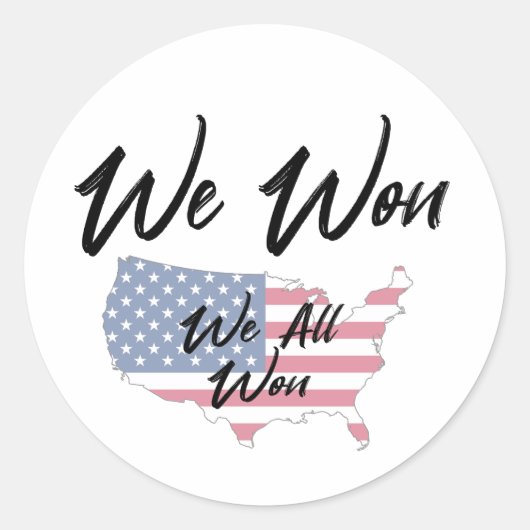 Sticker Rond Nous avons gagné (Devant)