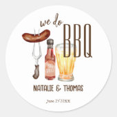 Sticker Rond Nous faisons barbecue barbecue nuptiale douche cou (Devant)