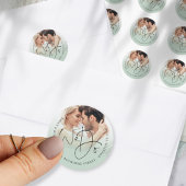 Sticker Rond Nous faisons Photo Retour Adresse Sage Green Maria
