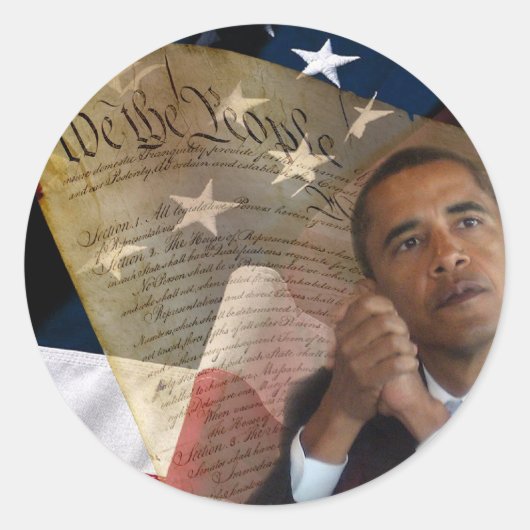 Sticker Rond Nous le Peuple...Barack Obama & la Constitution (Devant)