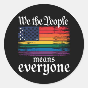 Sticker Rond Nous Le Peuple Signifie Tout Le Monde Drapeau USA