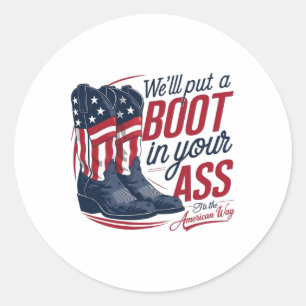 Sticker Rond Nous mettrons Un Boot Dans Votre Western Cowgirl 4