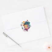 Sticker Rond Nous ne sommes pas un seul Alien spatial (Enveloppe)