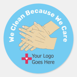 Sticker Rond Nous nettoyons parce que nous nous soucions de nou