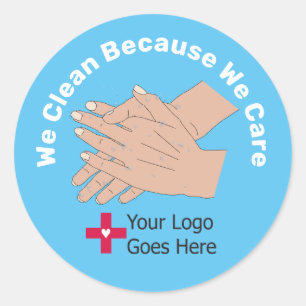 Sticker Rond Nous nettoyons parce que nous nous soucions de nou