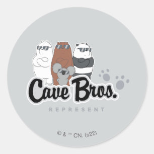 Sticker Rond Nous Ours Nus - Bros Grotte. Représenter
