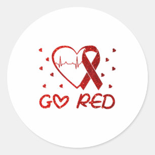 Sticker Rond Nous Portons Du Rouge En Février Go Red Sensibilis