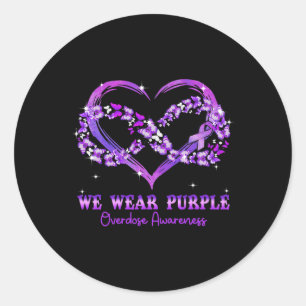 Sticker Rond Nous Portons Violet Papillon Coeur Surdose Sensibi