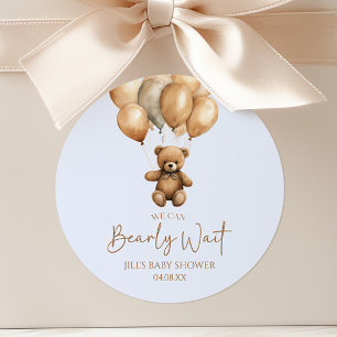 Sticker Rond Nous pouvons à peine attendre la douche de bébé Ou