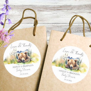 Sticker Rond Nous pouvons attendre baby shower merci faveurs