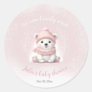 Sticker Rond Nous pouvons attendre le Baby shower de l'ours