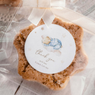 Sticker Rond Nous pouvons attendre Teddy Bear sur le Baby showe