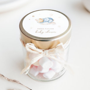 Sticker Rond Nous pouvons attendre Teddy Bear sur le Baby showe