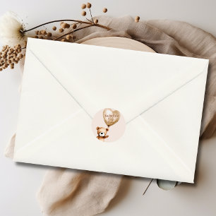 Sticker Rond Nous pouvons attendre un Baby shower neutre pour l