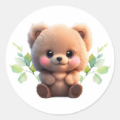 Sticker Rond Nous pouvons Bearly Wait Baby shower ours en peluc (Devant)