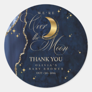 Sticker Rond Nous sommes au-dessus de la lune Étoiles dorées Bl
