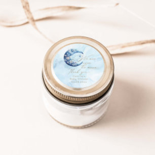 Sticker Rond Nous Sommes Au-Dessus Du Baby shower Moon Boy