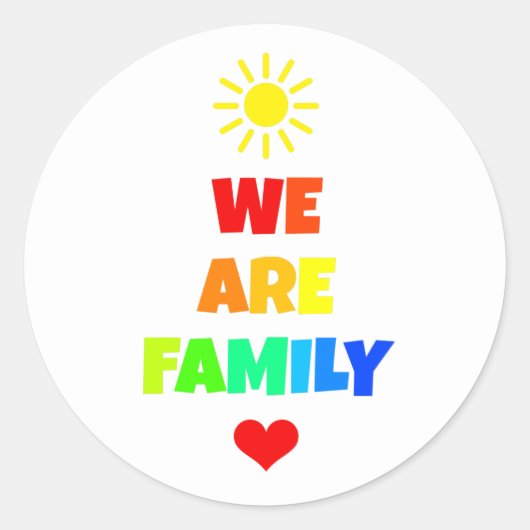 Sticker Rond Nous sommes la famille Rainbow Sunshine Adoption D (Devant)