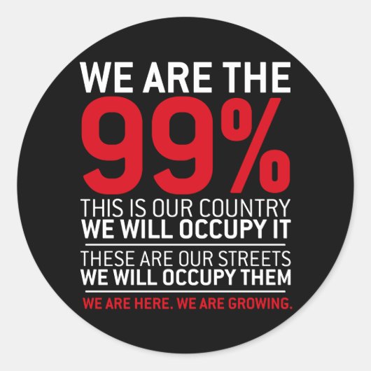 Sticker Rond Nous sommes les 99% - 99% occupy wall street (Devant)