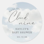 Sticker Rond Nous sommes sur Cloud 9 Baby shower Favor (Devant)