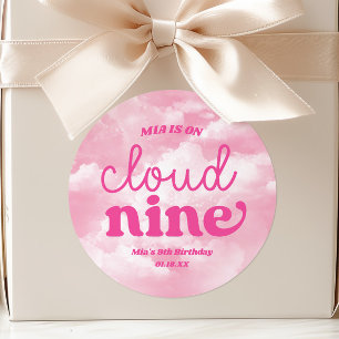 Sticker Rond Nous sommes sur un nuage rose pour la fête d'anniv