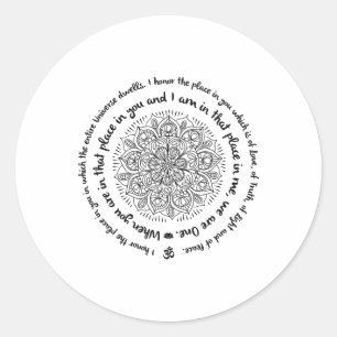 Sticker Rond Nous sommes un Namaste Yoga Meditation Zen Mandala