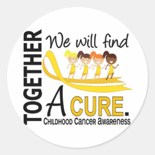 Sticker Rond Nous trouverons un Cancer d'enfance de traitement