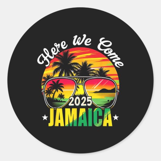 Sticker Rond Nous Venons Jamaïque 2025 Voyage en famille M (Devant)