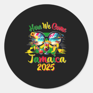Sticker Rond Nous voilà 2025 Jamaïque Vacances familiales Fille