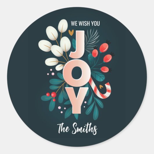 Sticker Rond Nous Vous Souhaitons JOIR, Sucre de canne de Noël  (Devant)
