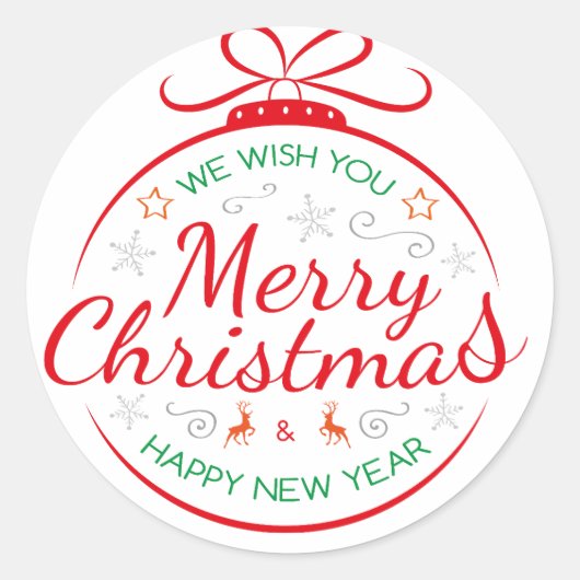 Sticker Rond Nous Vous Souhaitons Joyeux Noël Et Bonne Année (Devant)