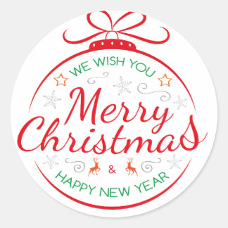 Sticker Rond Nous Vous Souhaitons Joyeux Noël Et Bonne Année